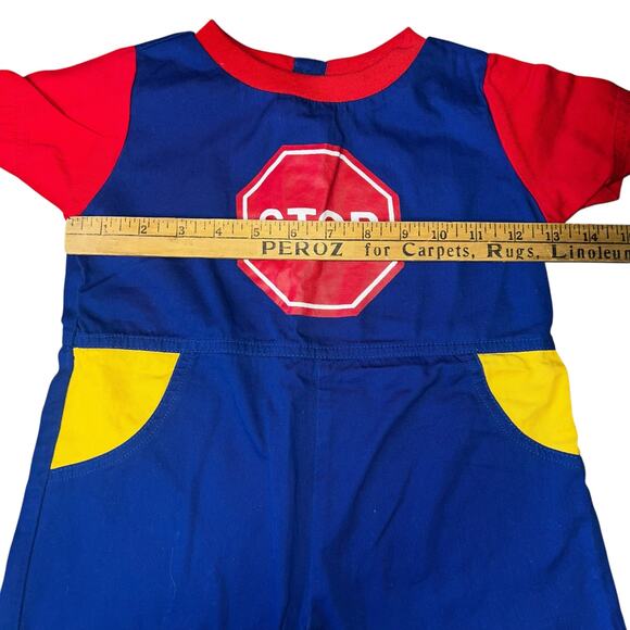 Vintage 90s color block primary colors stop sign short romper youth size 4t - Picture 3 of 7